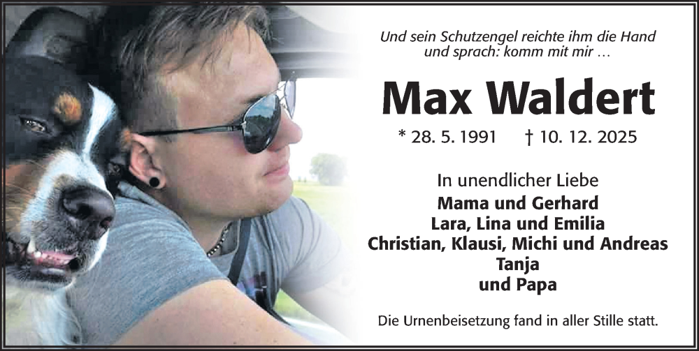  Traueranzeige für Max Waldert vom 27.12.2025 aus Ansbach