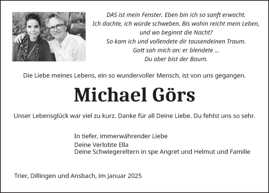 Traueranzeige von Michael Görs von Ansbach