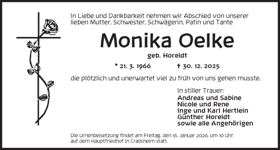 Traueranzeige von Monika Oelke von Dinkelsbühl/ Feuchtwangen