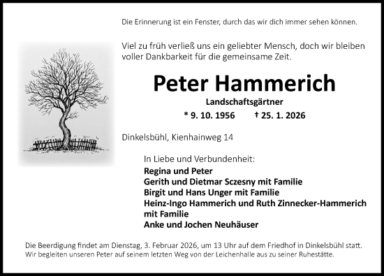Traueranzeige von Peter Hammerich von Dinkelsbühl/ Feuchtwangen