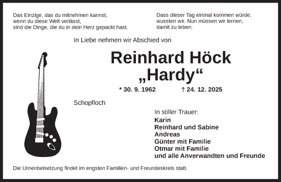 Traueranzeige von Reinhard Höck von Dinkelsbühl/ Feuchtwangen