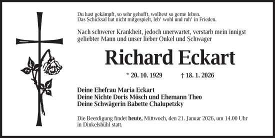 Traueranzeige von Richard Eckart von Dinkelsbühl/ Feuchtwangen