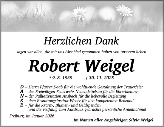 Traueranzeige von Robert Weigel von Ansbach