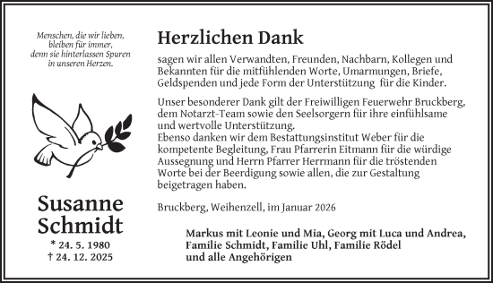 Traueranzeige von Susanne Schmidt von Ansbach