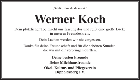Traueranzeige von Werner Koch von Neustadt/ Scheinfeld/ Uffenheim