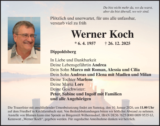 Traueranzeige von Werner Koch von Neustadt/ Scheinfeld/ Uffenheim