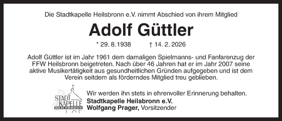 Traueranzeige von Adolf Güttler von Ansbach