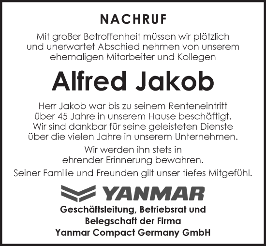 Traueranzeige von Alfred Jakob von Rothenburg