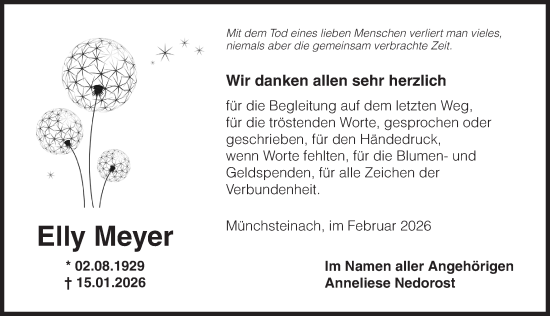 Traueranzeige von Elly Meyer von Neustadt/ Scheinfeld/ Uffenheim