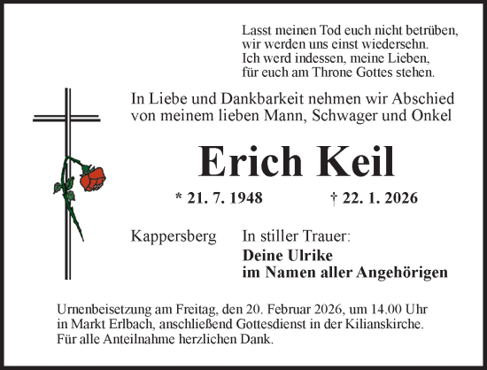 Traueranzeige von Erich Keil von Neustadt/ Scheinfeld/ Uffenheim