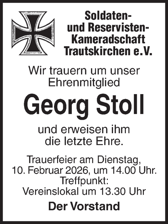 Traueranzeige von Georg Stoll von Neustadt/ Scheinfeld/ Uffenheim