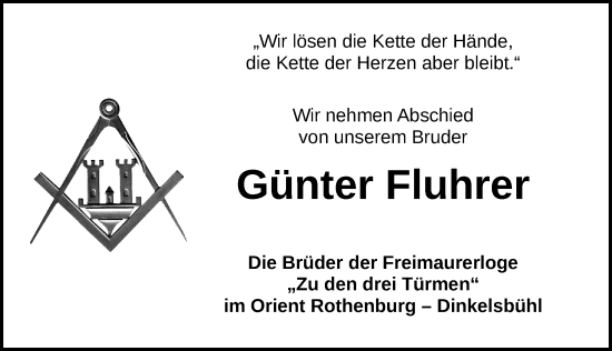 Traueranzeige von Günter Fluhrer von Rothenburg