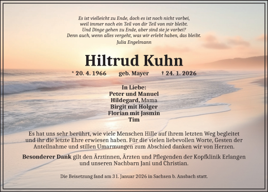 Traueranzeige von Hiltrud Kuhn von GE