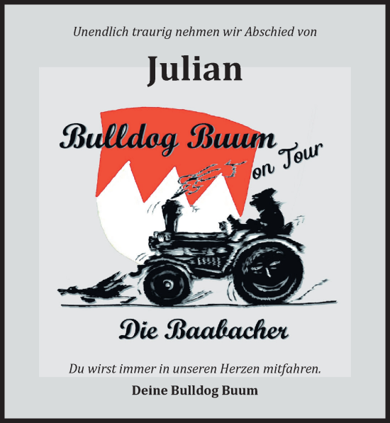 Traueranzeige von Julian  von Neustadt/ Scheinfeld/ Uffenheim