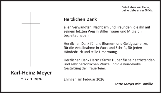 Traueranzeige von Karl-Heinz Meyer von Dinkelsbühl/ Feuchtwangen
