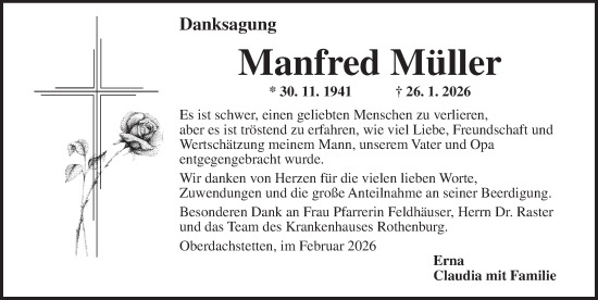 Traueranzeige von Manfred Müller von Ansbach