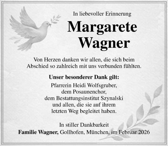 Traueranzeige von Margarete Wagner von Neustadt/ Scheinfeld/ Uffenheim