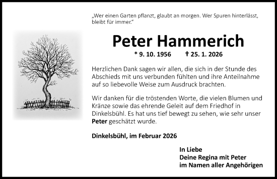 Traueranzeige von Peter Hammerich von Dinkelsbühl/ Feuchtwangen