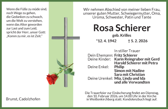 Traueranzeige von Rosa Schierer von GE
