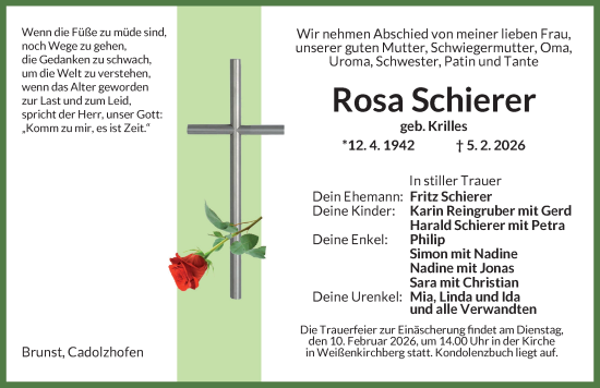 Traueranzeige von Rosa Schierer von GE