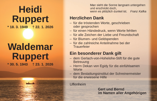 Traueranzeige von Waldemar Ruppert von Neustadt/ Scheinfeld/ Uffenheim