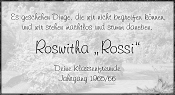 Traueranzeige von Roswitha  von Dinkelsbühl/ Feuchtwangen