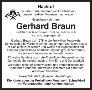 Traueranzeige von Gerhard Braun von Dinkelsbühl/ Feuchtwangen