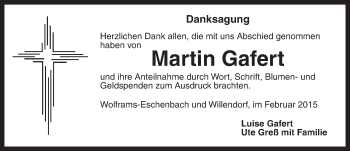 Traueranzeige von Martin Gafert von Ansbach