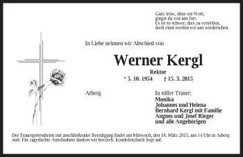 Traueranzeige von Werner Kergl von Dinkelsbühl/ Feuchtwangen