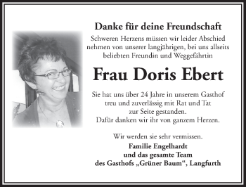 Traueranzeige von Doris Ebert von Dinkelsbühl/ Feuchtwangen