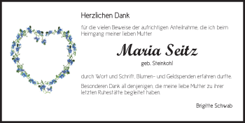 Traueranzeige von Maria Seitz von Ansbach