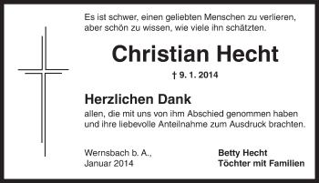 Traueranzeige von Christian Hecht von Ansbach