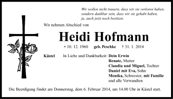 Traueranzeige von Heidi Hofmann von Neustadt/ Scheinfeld/ Uffenheim