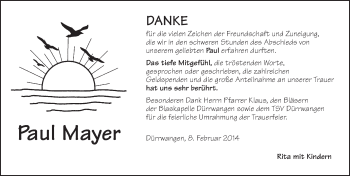 Traueranzeige von Paul Mayer von Dinkelsbühl/ Feuchtwangen