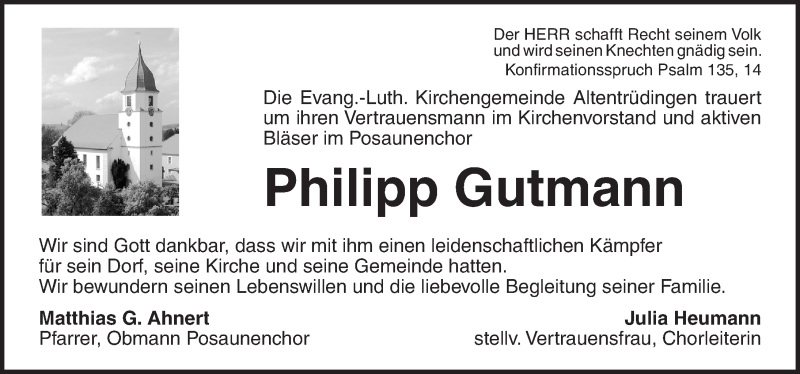  Traueranzeige für Philipp Gutmann vom 12.02.2014 aus Dinkelsbühl/ Feuchtwangen