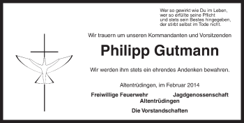 Traueranzeige von Philipp Gutmann von Dinkelsbühl/ Feuchtwangen