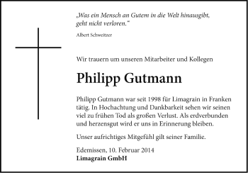 Traueranzeige von Philipp Gutmann von Gesamtausgabe