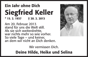 Traueranzeige von Siegfried Keller von Ansbach