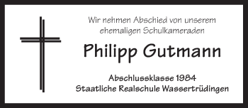 Traueranzeige von Philipp Gutmann von Dinkelsbühl/Feuchtwangen