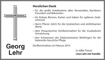 Traueranzeige von Georg Lehr von Dinkelsbühl/Feuchtwangen