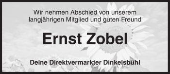 Traueranzeige von Ernst Zobel von Dinkelsbühl/Feuchtwangen