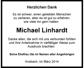 Traueranzeige von Michael Linhardt von Ansbach