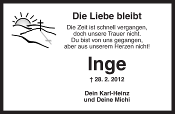 Traueranzeige von Inge  von Ansbach