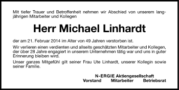 Traueranzeige von Michael Linhardt von Ansbach