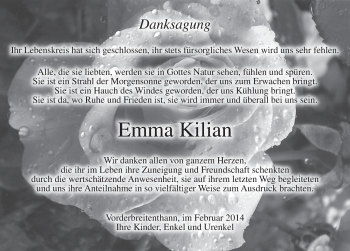 Traueranzeige von Emma Kilian von Dinkelsbühl/ Feuchtwangen