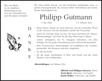 Traueranzeige von Philipp Gutmann von Ansbach