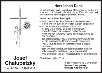 Traueranzeige von Josef Chalupetzky von Dinkelsbühl/ Feuchtwangen