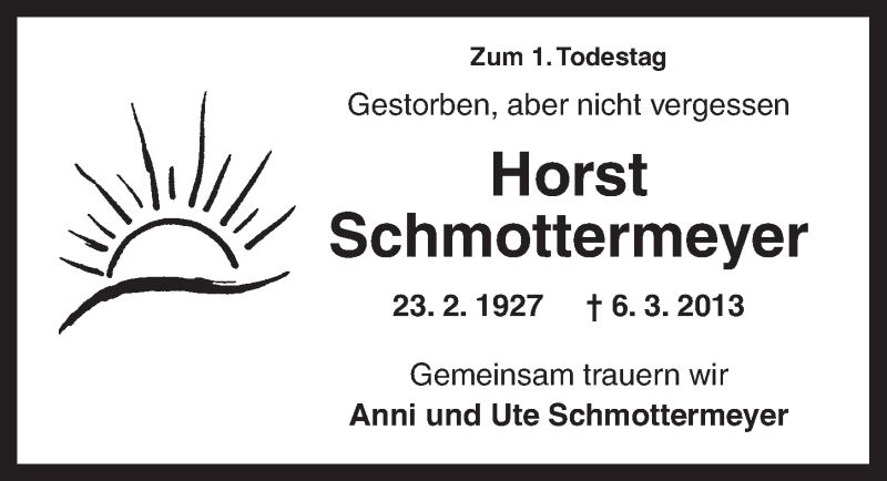  Traueranzeige für Horst Schmottermeyer vom 06.03.2014 aus Ansbach