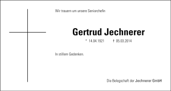 Traueranzeige von Gertrud Jechnerer von Gesamtausgabe