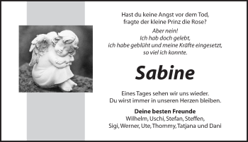 Traueranzeige von Sabine Wagemann von Dinkelsbühl/ Feuchtwangen